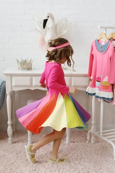 Платье для девочек от 12 м до 5 лет с длинным рукавом 2020, весенняя одежда ярких цветов, детские платья принцессы для маленьких девочек, детская одежда - Изображение 2  