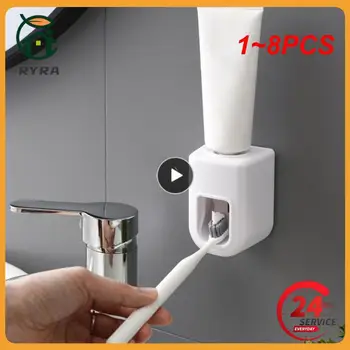 1-8 шт. Креативный Автоматический дозатор зубной пасты для настенного монтажа, аксессуары для ванной комнаты, водонепроницаемая ленивая зубная паста, соковыжималка, зубная щетка - Изображение 1  