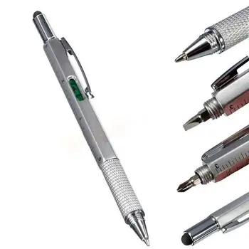 1 Алюминиевый инструмент-гаджет-ручка, Емкостная ручка со шкалой, сменная Шариковая ручка, крестообразная отвертка, отвертка с плоским лезвием - Изображение 1  