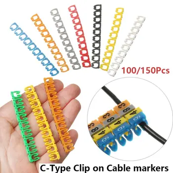 100/150 шт. красочных водонепроницаемых этикеток для проводов и кабелей, бирка с номером C-типа, идентификационный знак, коробка для меток, органайзеры для оптоволокна - Изображение 1  