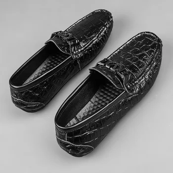 2024 Новая официальная деловая обувь для мужчин, удобные мужские популярные повседневные лоферы, легкая мужская обувь для вождения, полностью черная - Изображение 1  