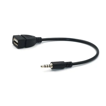3,5 мм Разъем AUX Audio Plug Jack для USB 2.0 Женский Конвертер Кабель-Адаптер Шнур для Автомобильного Порта Aux длиной 20 см/8 дюймов Черный - Изображение 1  
