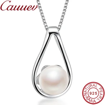 925sterling серебряное ожерелье кулон для женщин подлинный 100% настоящий ААААА высокое качество Натуральный пресноводный жемчуг кулон jewelry8-9mm - Изображение 1  