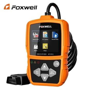 FOXWELL NT201 OBD2 Автомобильный Сканер Считыватель кода Проверка Смога Двигателя Выключение MIL OBD 2 Автомобильный Диагностический Инструмент Бесплатное Обновление PK Elm327 - Изображение 1  