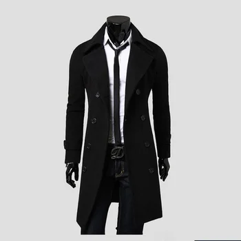 MRMT 2023 Совершенно новый мужской осенне-зимний длинный двубортный тренч, мужское шерстяное пальто, тонкое шерстяное пальто для мужчин - Изображение 1  
