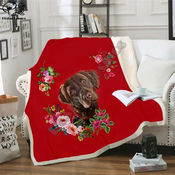 Plstar Cosmos Одеяло для домашних животных с цветочным щенком, одеяло с забавным персонажем, 3D принт, Шерп, одеяло на кровать, домашний текстиль, сказочный стиль-4 - Изображение 1  