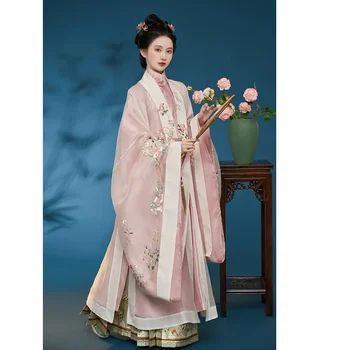ZhongLingJi Оригинальный китайский традиционный халат Hanfu для женщин, одежда принцессы династии Хань, платье Hanfu с вышивкой, танцевальная одежда - Изображение 1  