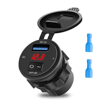 Автомобильное зарядное устройство USB 12V-24V QC 3.0, Разветвитель гнезда прикуривателя со светодиодным дисплеем, Адаптер напряжения, Аксессуары для интерьера - Изображение 1  