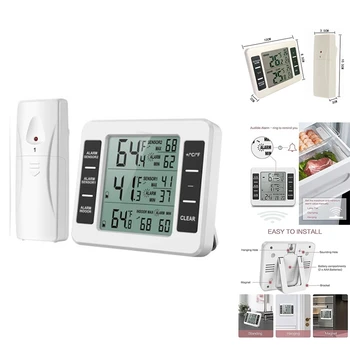 Беспроводной Термометр Холодильника Цифровой Термометр Морозильной Камеры Монитор Температуры С 2 Датчиками Для Внутреннего Наружного использования - Изображение 1  