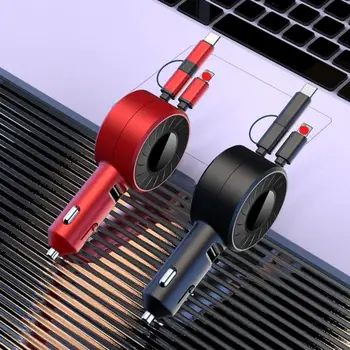 В 1 автомобильном телефоне Быстрое зарядное устройство Выдвижной кабель для зарядки Micro-USB Type C Адаптер автомобильного прикуривателя Автомобильные Аксессуары - Изображение 1  