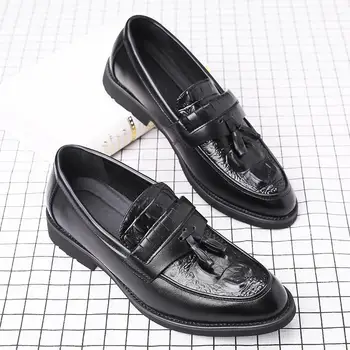 Весенняя мужская обувь 2023 года, новые мужские спортивные повседневные туфли из черной кожи в британском стиле, универсальная официальная деловая модная обувь для работы - Изображение 1  
