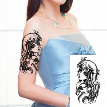 Водонепроницаемая временная татуировка наклейка Сексуальные мультяшные татуировки Длинные волосы девушки Поддельная татуировка Флэш Тату Рука Боди Арт для мужчин Женщин - Изображение 1  