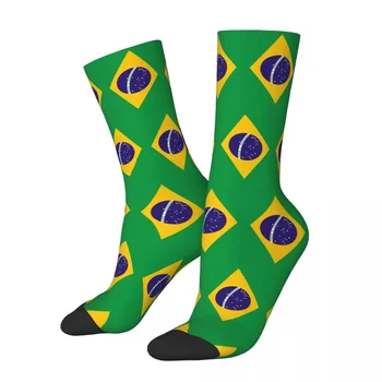 Всесезонные Носки с Национальным Флагом Бразилии Harajuku, Высококачественные Спортивные Носки Средней Длины, Чулки для Мужчин И Женщин, Подарок На День Рождения - Изображение 1  