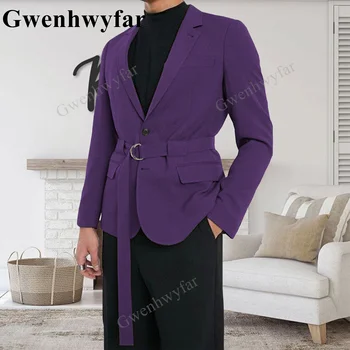 Гвенвифар Темно-фиолетовый 2023, сшитые на заказ Новейшие мужские костюмы для свадьбы, двойка с зубчатым лацканом, приталенная форма, официальные Деловые шаферы - Изображение 1  