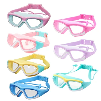 Детские Очки для плавания с защитой от запотевания и ультрафиолета, очки для плавания с затычками для ушей, не протекают, прямая поставка - Изображение 1  
