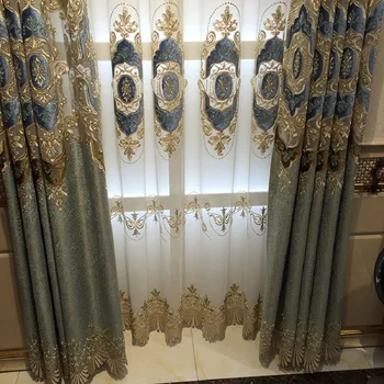 Европейская классическая легкая роскошная занавеска из синели, высококачественные шторы с полой вышивкой в стиле Палас, для гостиной, спальни - Изображение 1  