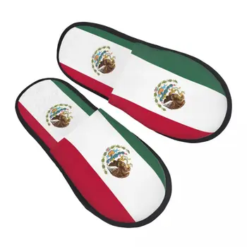 Женские мужские тапочки с флагом Мексики, пушистые зимние теплые тапочки, домашние тапочки - Изображение 1  