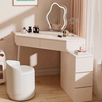 Женский современный туалетный столик, Зеркало для хранения макияжа, туалетный столик, Роскошная угловая мебель Tocador Maquillaje Для спальни - Изображение 1  