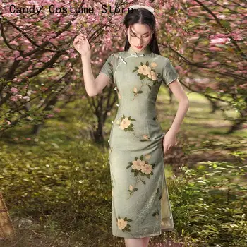Женское Сексуальное Китайское Традиционное платье Новый Женский Элегантный Чонсам Ретро Темперамент Платье для молодых девушек Улучшенный Qipao Modern - Изображение 1  