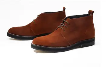 Зимние ботинки-дезерты, Модные Высококачественные Мужские ботинки Из натуральной Кожи, дышащие Мужские Ботинки на шнуровке до щиколотки на открытом воздухе - Изображение 1  
