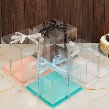 Индивидуальный продукт- обычная прозрачная коробка для торта на день рождения, пластиковая упаковочная коробка для торта - Изображение 1  