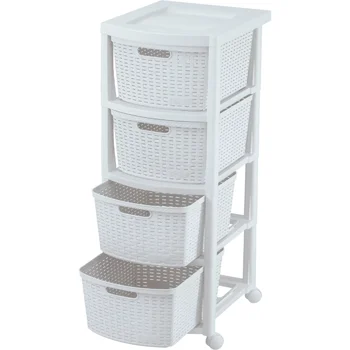 Картотечный шкаф Rimax с универсальной пластиковой тележкой на колесиках, 4 ящика, белый - Изображение 1  