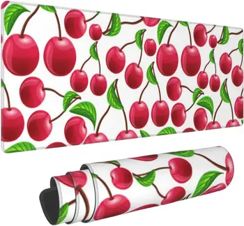 Коврик для мыши Red Cherries, большой прямоугольный игровой коврик для мыши для ноутбука, офисные аксессуары Kawaii размером 11,8 X 31,5 дюйма - Изображение 1  