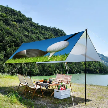 Легкий солнцезащитный козырек для семейного сада, с принтом для гольфа, складная водонепроницаемая переносная палатка, устойчивая к ультрафиолетовому излучению, для моря, пикника, парка - Изображение 1  