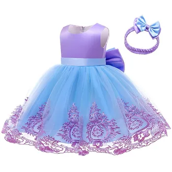 Летнее платье для маленьких девочек, платье для маленькой принцессы, платье для крещения новорожденных, Милая одежда для крещения девочек на 1 год, одежда для дня рождения - Изображение 1  