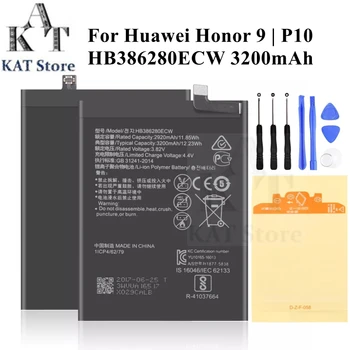 Литий-Полимерный Аккумулятор Мобильного Телефона Для Huawei Honor 9 P10 HB386280ECW 3200 мАч Аккумуляторная Батарея Замена Запасных Частей - Изображение 1  
