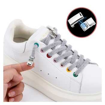 Магнитные шнурки, эластичные, легко снимаются, шнурки для обуви без галстука, плоские, для детей и взрослых, для ленивой обуви, с металлическим замком - Изображение 1  