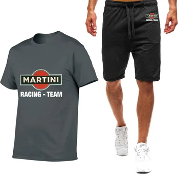 Мужская летняя футболка с принтом Martini Racing с коротким рукавом, мужская футболка в стиле харадзюку, высококачественные хлопковые футболки, Шорты, костюм спортивной одежды - Изображение 1  
