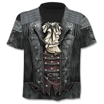 Мужская мотоциклетная футболка в винтажном стиле Панк с коротким рукавом и принтом черепа, мужской топ, повседневная футболка оверсайз в стиле хип-хоп, Летняя мужская футболка, одежда - Изображение 1  