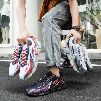 Мужские износостойкие нескользящие кроссовки из ТПУ, новые кроссовки для бега, мужская спортивная дышащая легкая повседневная эластичная обувь на шнуровке - Изображение 1  