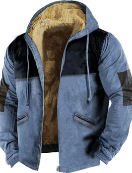 Мужской свитер на молнии, толстовки с цветным принтом, повседневная зимняя одежда, толстовка с длинным рукавом, повседневная куртка с капюшоном, уличная одежда - Изображение 1  