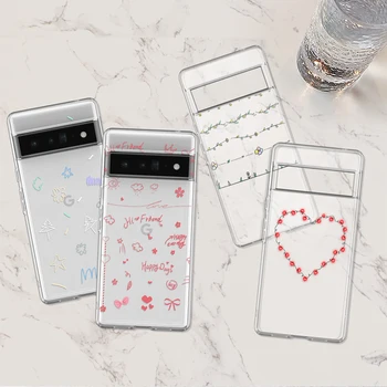 Мультяшный Чехол для телефона Love Heart для Google Pixel 8 Pro 7a 7Pro 7 6a 6 6Pro 5 5a 5G 4 2 3 3a 4a XL Прозрачный Мягкий Чехол из ТПУ Саппу - Изображение 1  