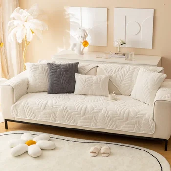 Нескользящий современный простой чехол для дивана, полотенце, ткань для чехла для подушки сиденья, коралловый флис, новая короткая плюшевая ткань для диванной подушки - Изображение 1  