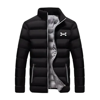 Новое мужское зимнее пальто с воротником-стойкой, хлопковое пальто, утолщенный теплый Parker, однотонный модный уличный стиль XS-4XL - Изображение 1  