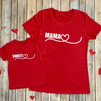 Одинаковые рубашки для мамы и меня на День Святого Валентина, Семейные рубашки на День Святого Валентина, рубашка для возлюбленной, рубашка для мамы с сердцем на День Святого Валентина - Изображение 1  