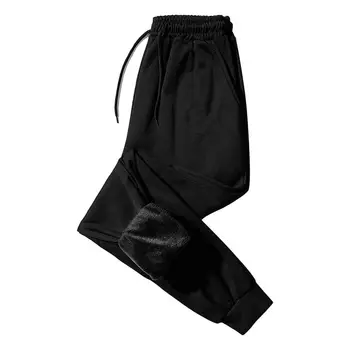 Однотонные мужские брюки Классического дизайна, Мужские Повседневные брюки, Универсальные мужские Зимние брюки, Теплые для повседневной носки - Изображение 1  