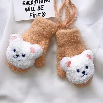 Перчатки для малышей, 1 пара, полезные, удобные, эластичные, с милым мультяшным мишкой, детские перчатки для малышей для повседневной носки - Изображение 1  