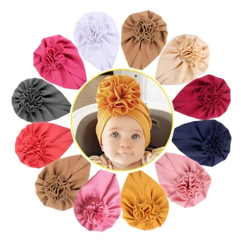 Повязки с бантом для малышей, повязки на голову с цветами Для маленьких девочек, Тюрбан, Эластичные шапочки, чепчик для новорожденных, аксессуары для волос - Изображение 1  