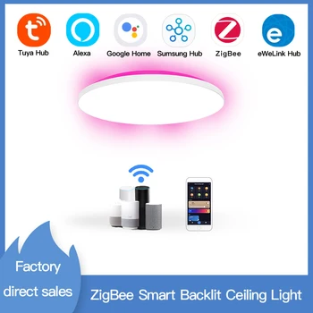 Потолочный светильник ZigBee Tuya Smart С подсветкой И голосовым управлением Требуется стандартный концентратор ZigBee3.0 Работает с Alexa Google Home Alice - Изображение 1  