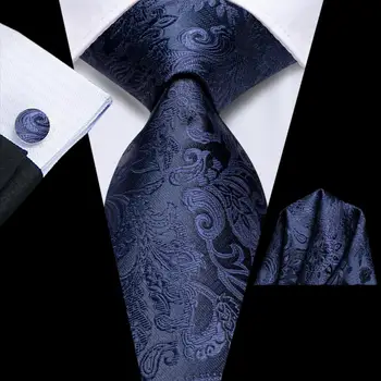 Привет-Галстук Дизайнерский Подарочный Галстук для Мужчин 2023 Новый Темно-Синий Пейсли Модный Бренд Свадебная Вечеринка Галстук Ручной Работы Запонки Оптом - Изображение 1  