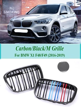 Решетки из углеродного волокна В нижней части переднего бампера M Style Глянцево-черная Внутренняя решетка Аксессуары для BMW X1 серии F48 F49 2016-2019 - Изображение 1  