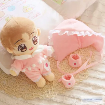 Розовая цельнокроеная одежда для кукол длиной 20 см, аксессуары для кукол Idol, плюшевая кукольная кружевная шляпка, одежда для игрушек Korea Kpop EXO Dolls - Изображение 1  