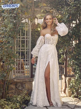 Роскошные платья в пол с открытыми плечами, элегантное кружевное свадебное платье, классическое шифоновое свадебное платье Vestido De Noiva - Изображение 1  