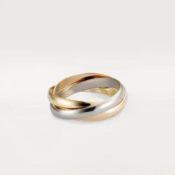 Серебряное трехцветное кольцо 925 пробы популярно в Европе и Америке. Кольцо - модный тренд из розового золота 18 карат. - Изображение 1  