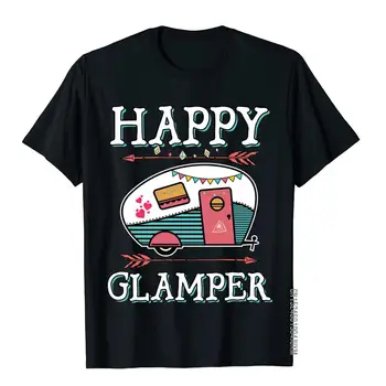 Счастливая Гламперная футболка На открытом воздухе, Глампинг, кемпинг, Женская Мужская футболка, Милая мужская футболка, хлопковые топы, тройники, лето - Изображение 1  