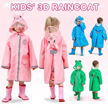 Уличное детское пончо от дождя, куртка с капюшоном, дождевик для девочек и мальчиков, 3D мультяшный водонепроницаемый дождевик, детский дождевик для путешествий в дождливую погоду - Изображение 1  
